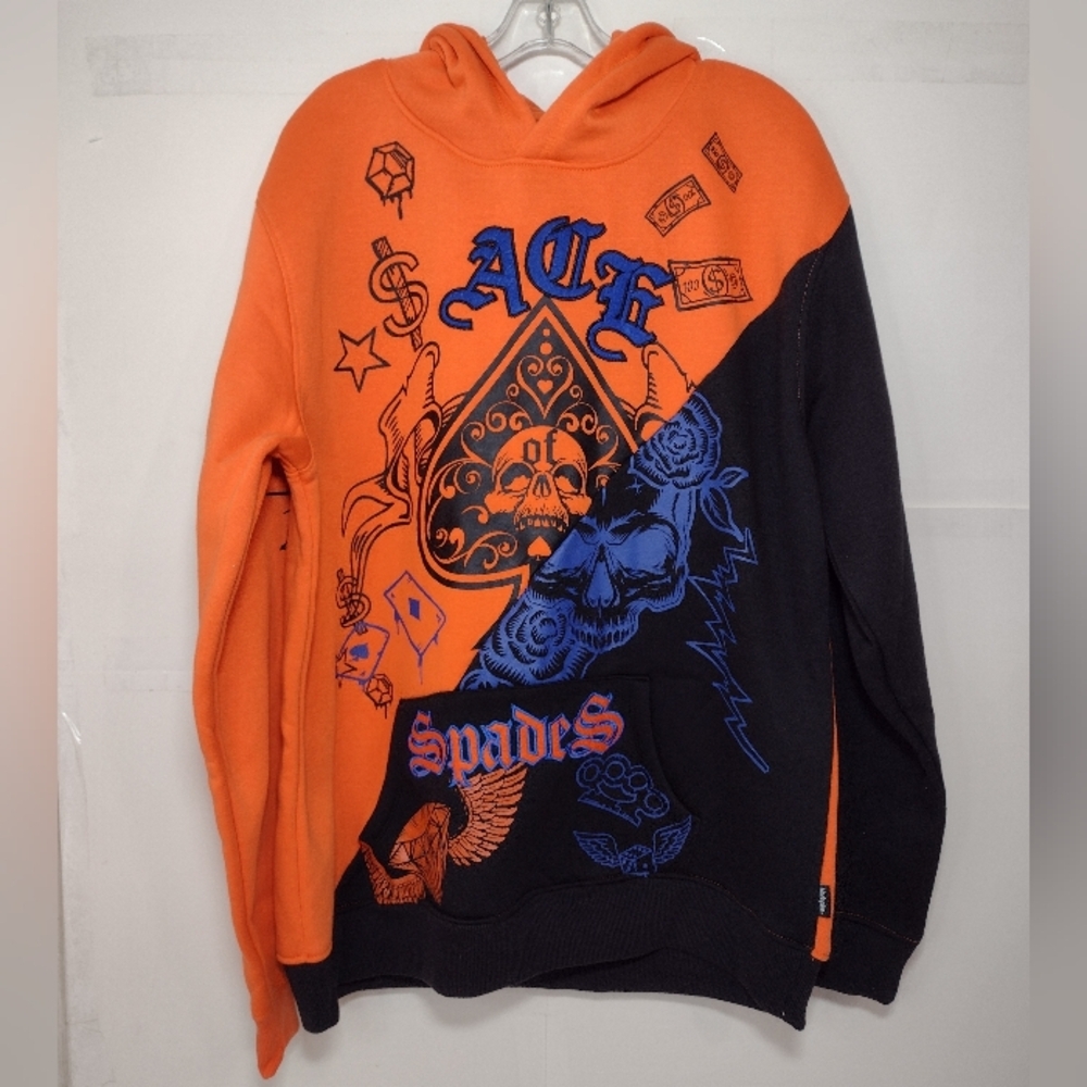 Black Pike Men's Orange and Black Graphic Hoodie Size ((2XL)